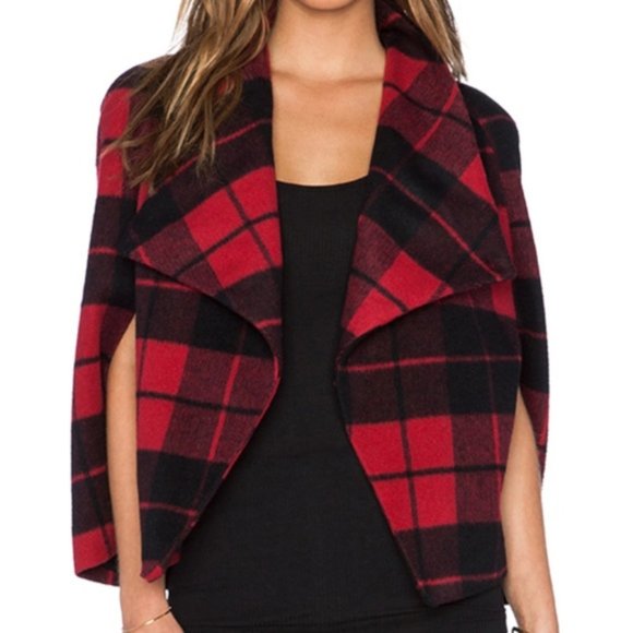 Jack by BB Dakota Jackets & Blazers - Jack by BB Dakota Sheeran Capelet Plaid Red XS
